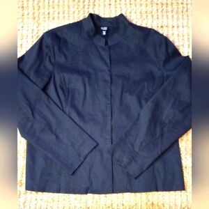 Eileen Fisher linen  Dolman Collar Black Jacket